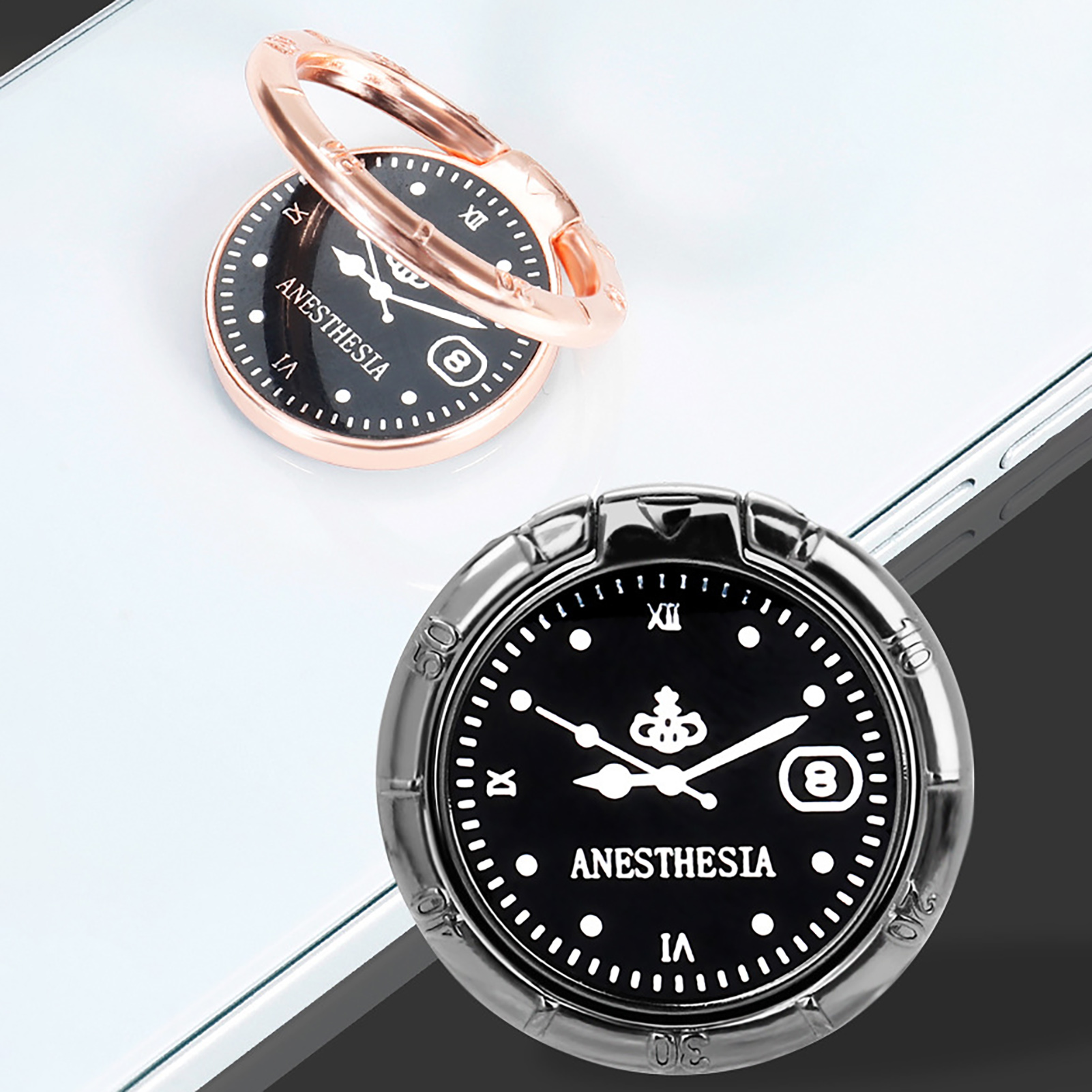 Finger Ring Phone Holder 360 Degree Rotatable Multifunctional Universal Luxury Clock Finger Ring Phone Back Sticker Pad Bracket for Outdoor. 