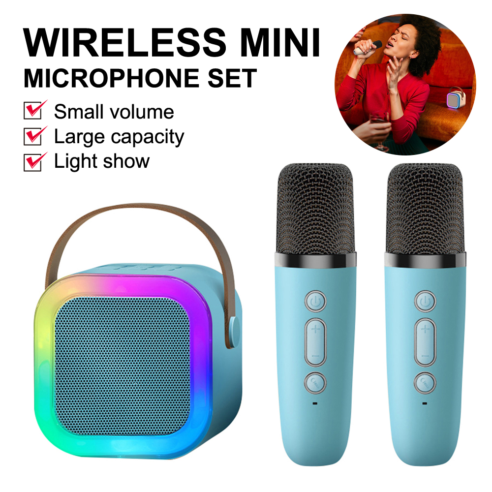 Karaoke Wireless Microphone Bluetooth Speaker Portable RGB Colorful Lights HIFI Outdoor Surround Subwoofer Home Party Kids Gift. 