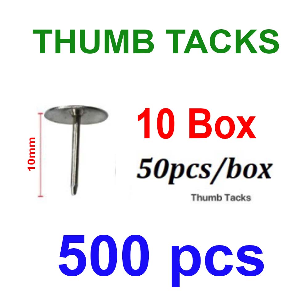 Thumb Tacks Pin 10 Box pack 500 pins, drawing pins. 