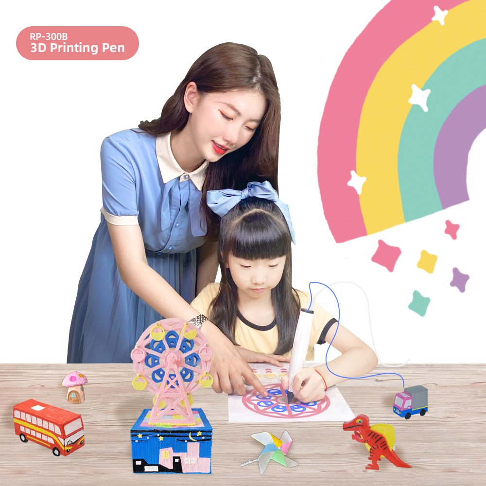 HXSJ Rp-300B Portable 3D Pen Low Temperature 3D Printing Pen Kids Birthday Gift Children 3D Drawing Pen. 