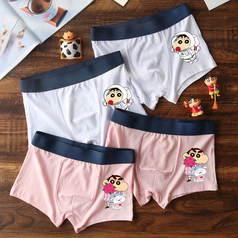 Cartoon Underwear Men's Pure Cotton Cute Funny Boys Boyshorts Head Red Men's Anime Crayon Xiaoxin. 