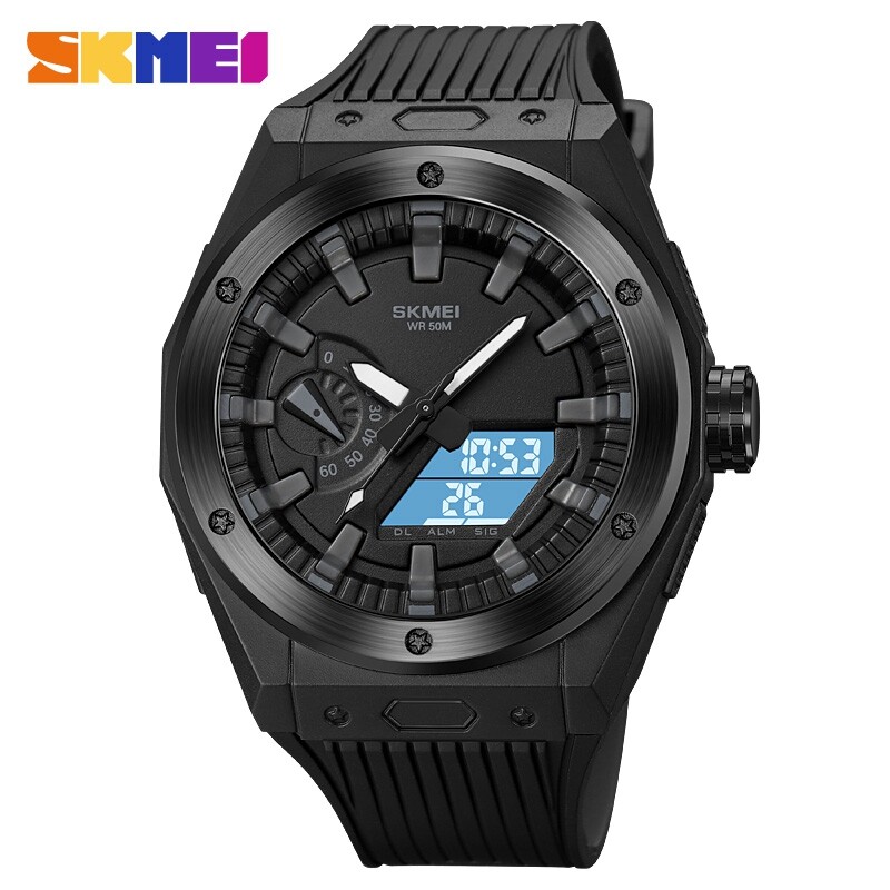 SKMEI Men Electronic Watch Dual Display Watch 50m Waterproof Multifunctional Watch Fashion Business Style For Men 2103. 