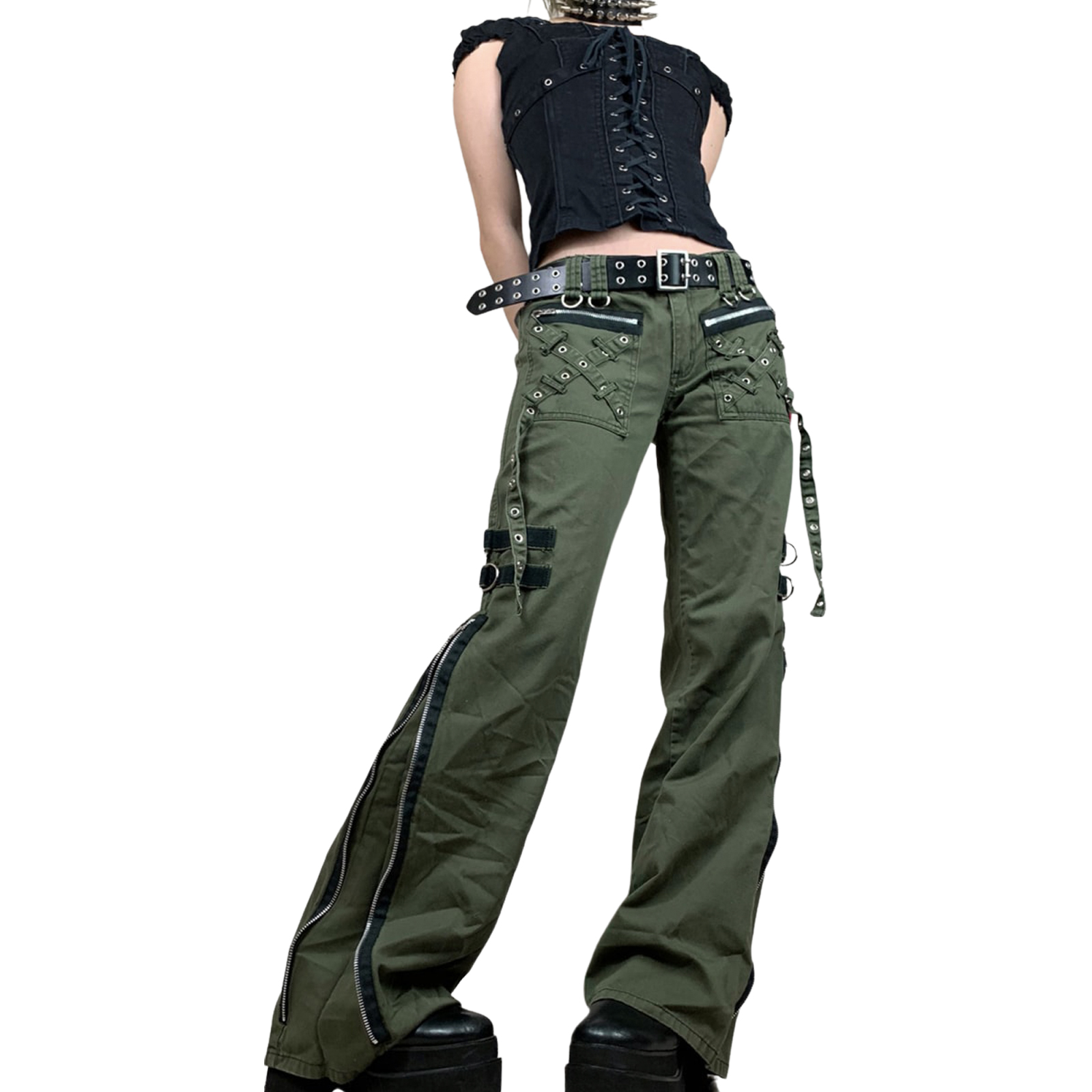 Women Autumn Cargo Pants, Punk Low 