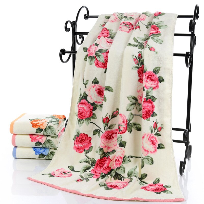 Absorbent Bath Towel Towel Adult Bathroom Microfiber Peony Flowers Drying Shower 