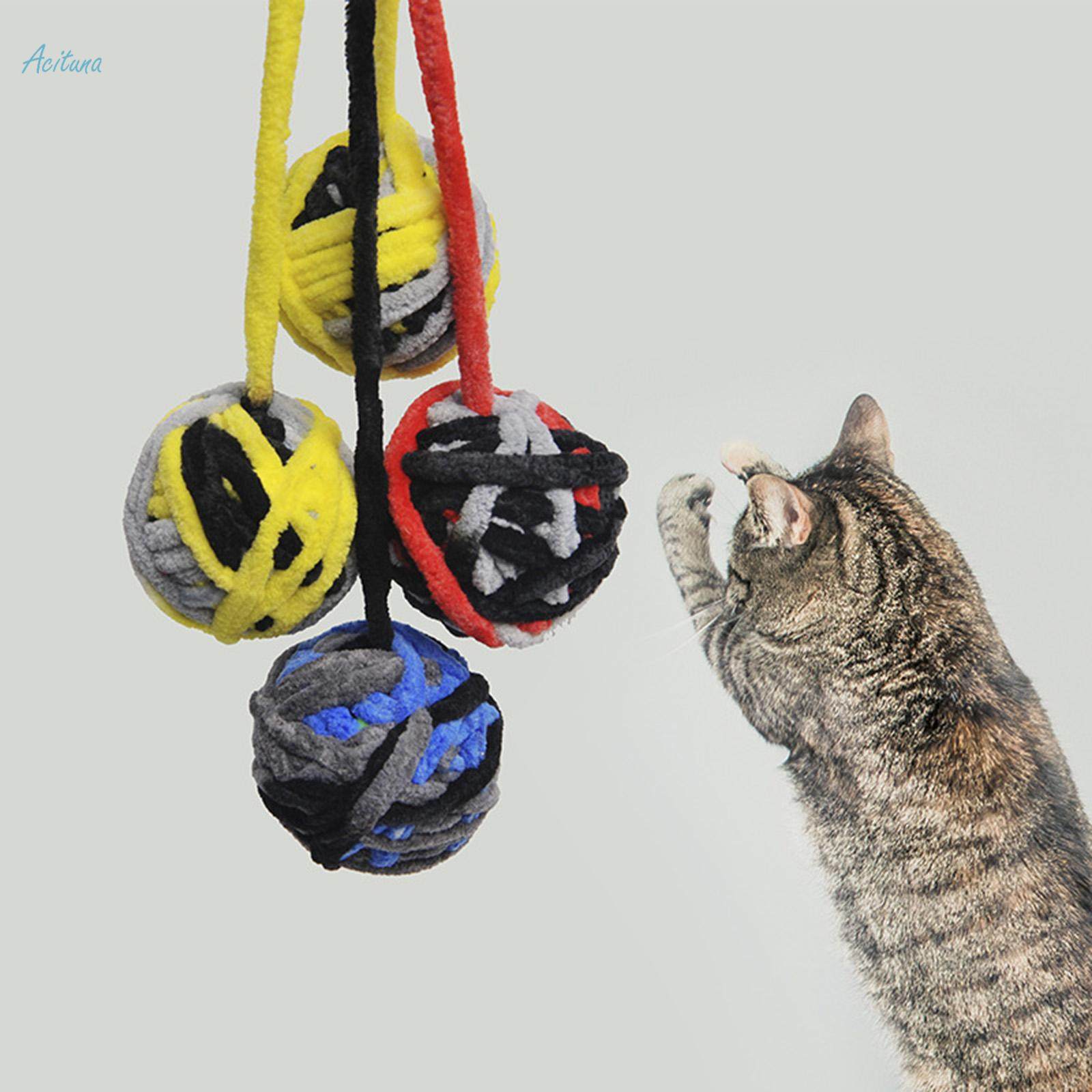Toy Dog Squeaky Toys Pompom Balls Training Plush Scratching Balls Fuzzy Interactive Cat Toys Cat Fuzzy Balls for Kitty Kitten Puppy. 