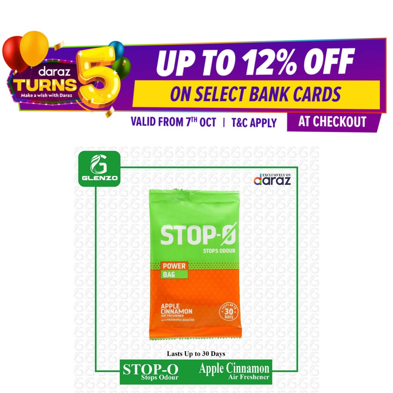 Stops Odour Power Bag Apple Cinnamon Air Freshener With Fragrance Booster. 