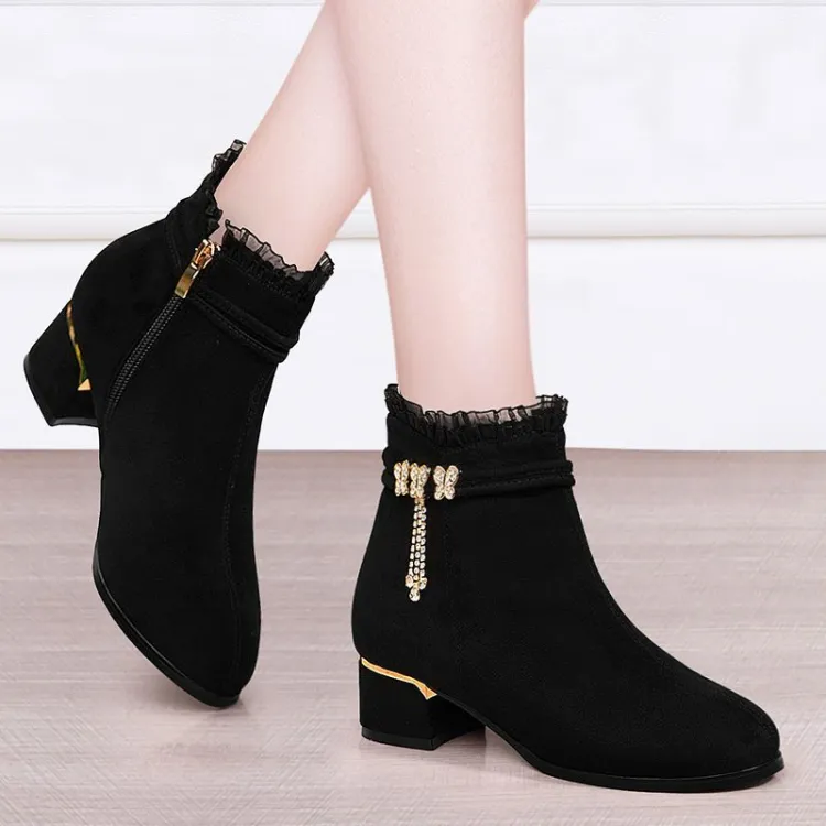 Ladies low heel hot sale ankle boots