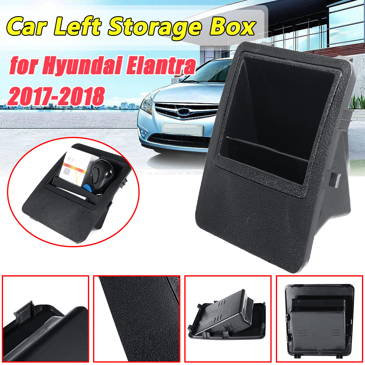 1x Car Auto Left ABS Storage Box Handle Cover Case For Hyundai Elantra 2017-2018