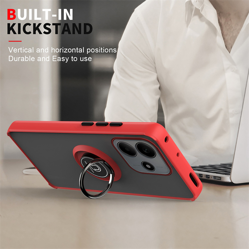 Relaxtoo For Xiaomi Redmi Note 14 5G Ring Holder Back Cover Shock Absorption Bumper Shell For Redmi Note14 Soft TPU Case. 
