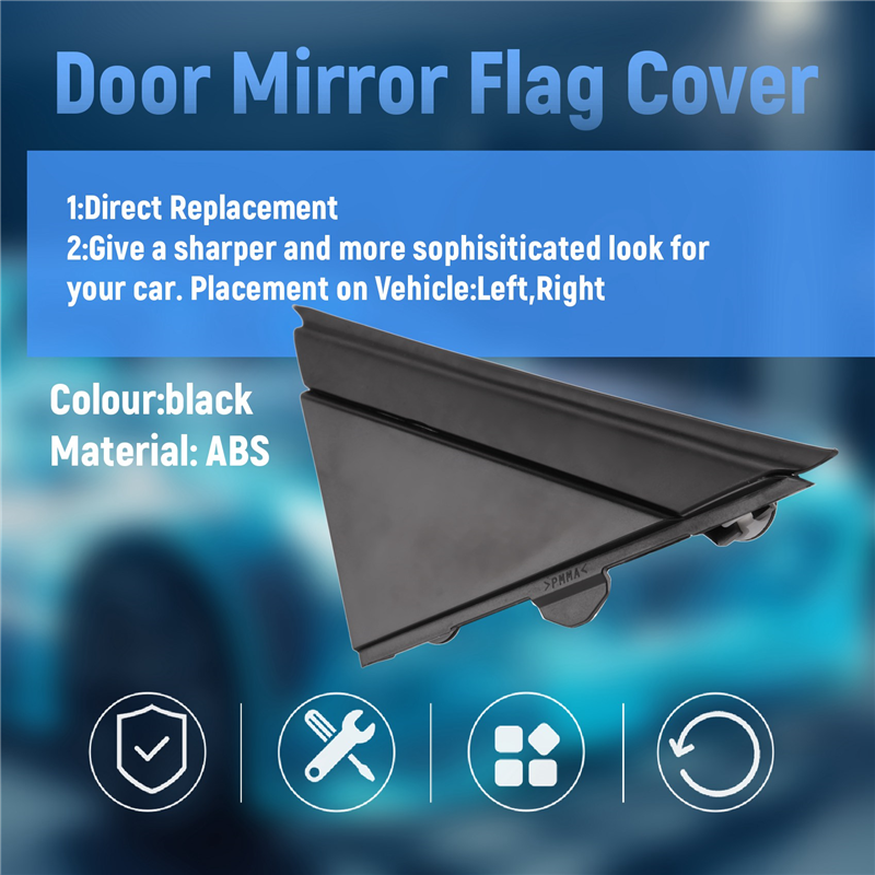 Car Left & Right Door Mirror Flag Cover Molding Triangle Cover. 