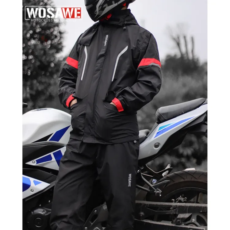 WOSAWE Motorcycle Raincoat Jacket Men Women Rain Cover