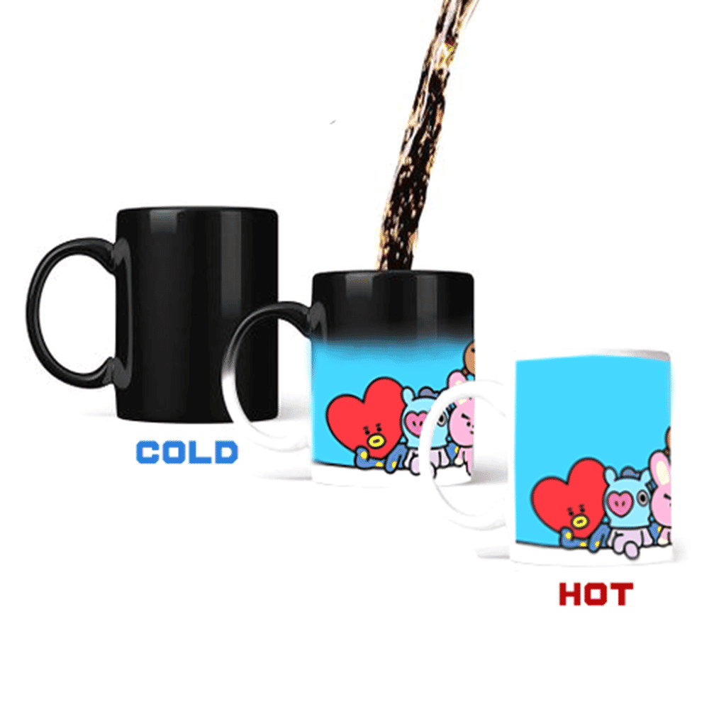 KPOP BTS BT21 Colour Changing Limited Magic Coffee Mug Cup BT21 Merchandise Heat Changing. 