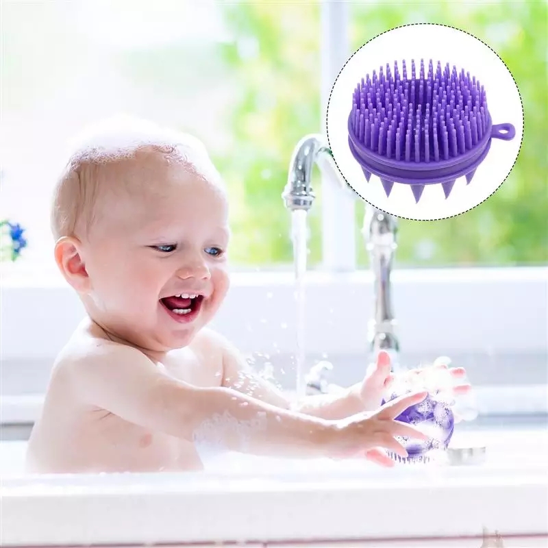 Silicone Body Shower Brush Face Hair Scalp Massager Shampoo Brush, Long