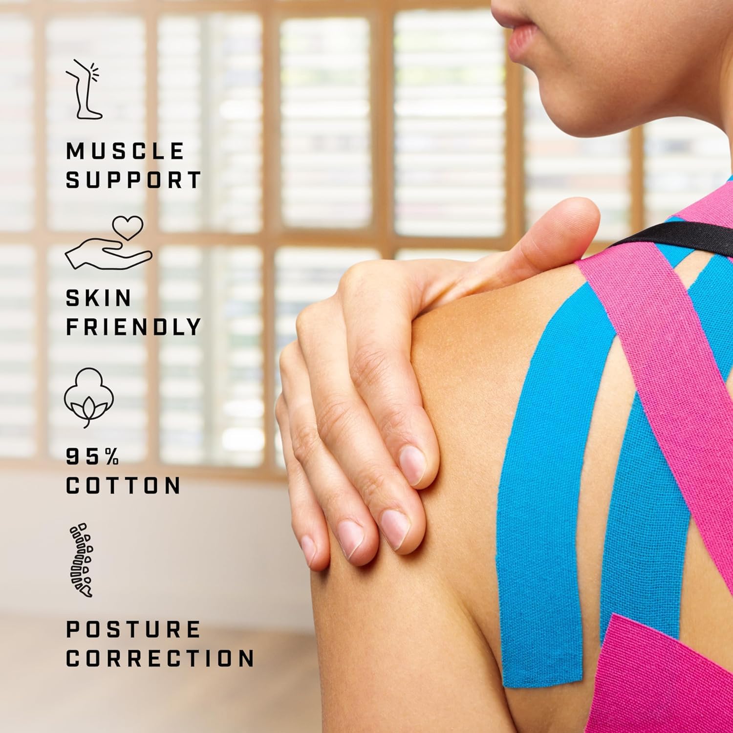 5m Sports Kinesiology Tape Roll of Elastic Water Resistant Tape for Support & Muscle Recovery Quality Sports Tape Muscle Tape Support Physio Tape Kinetic for Knee Shoulder and Elbow - Multi Purpose Kinesiology Tapes, Body Tape, Boob Tape, Trans Tape, K Ta. 