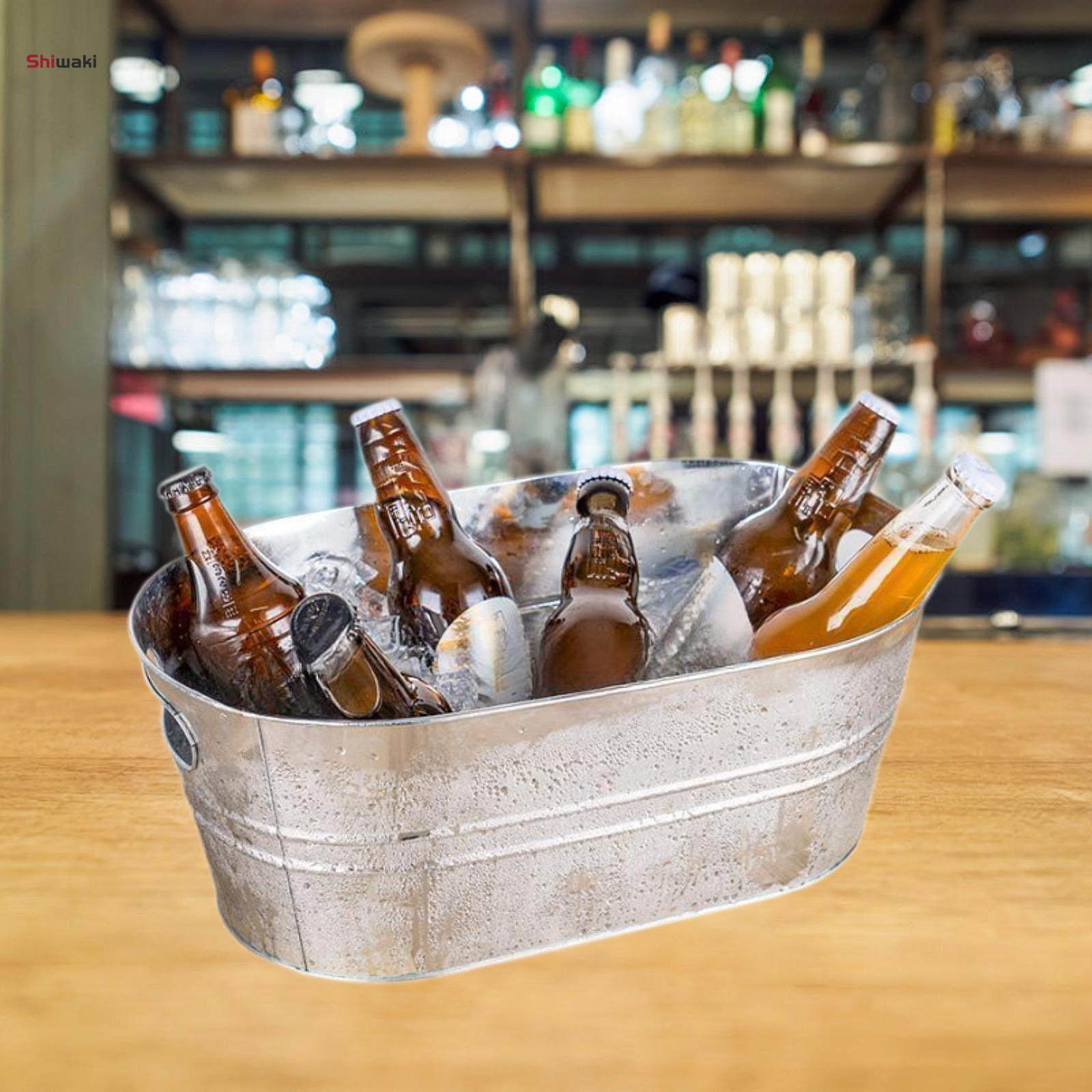 Galvanized Oval Beverage Tub Ice Holder for Parties Tin Ice Bucket Beer Bucket for Cocktails Drinks. 