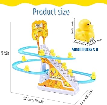 Funny Automatic Stair-Climbing Ducklings Cartoon Race Track Set Little Lovely Duck Slide Toy. 