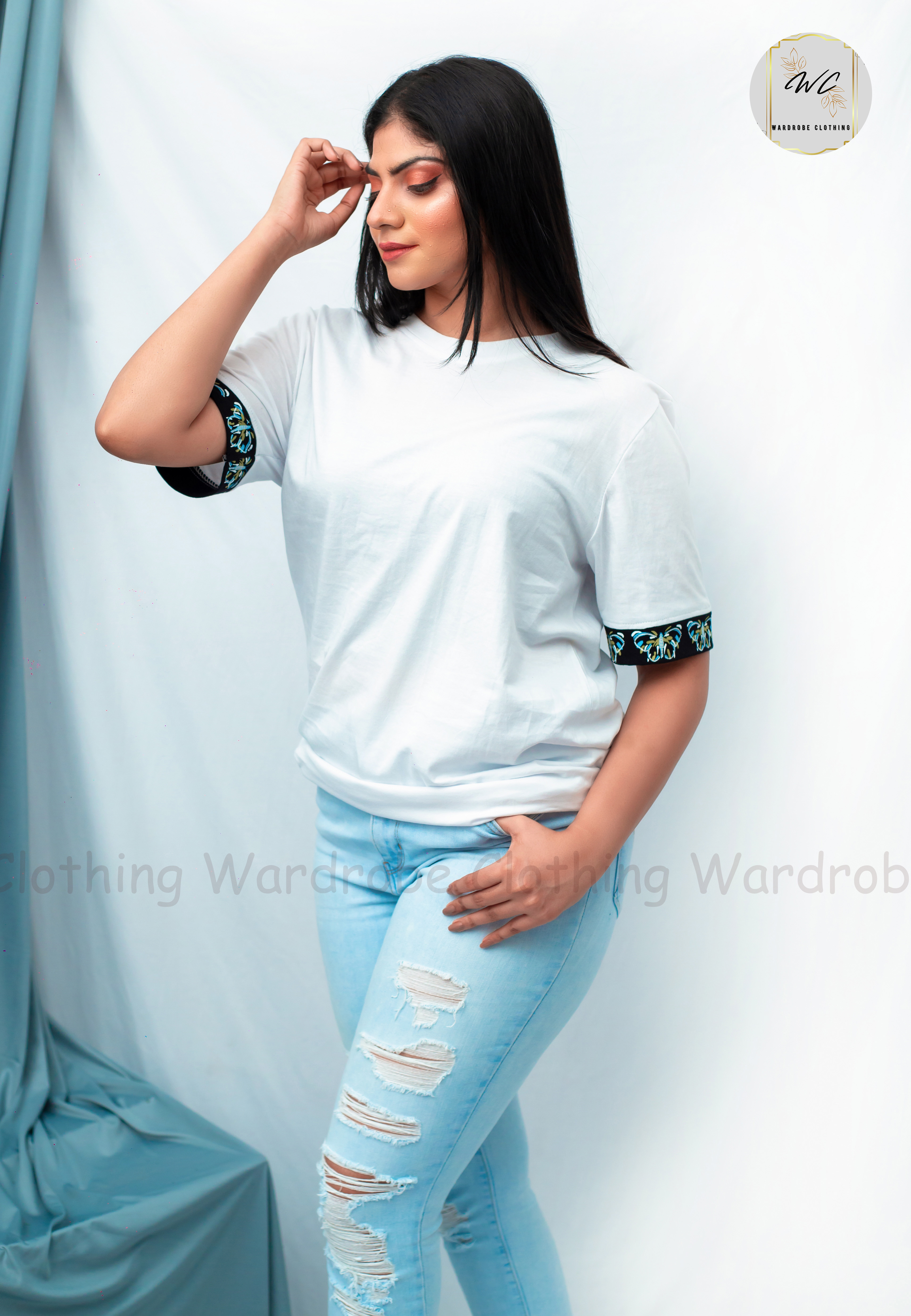 100 % Cotton Butterflies Band Print Baggy T-shirt. 
