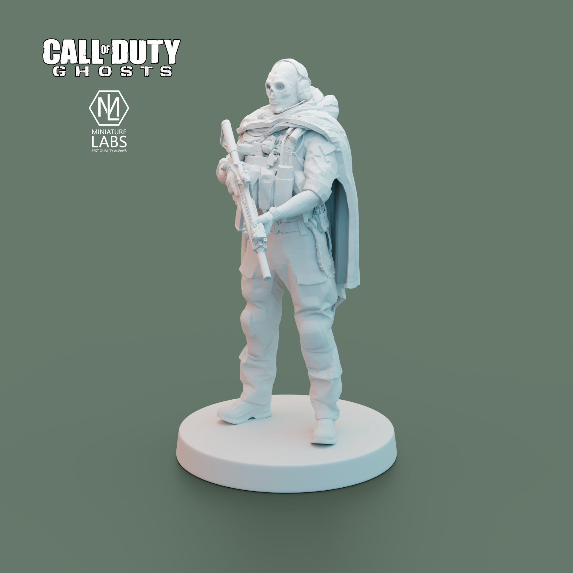 𝐂𝐚𝐥𝐥 𝐨𝐟 𝐃𝐮𝐭𝐲 𝐆𝐡𝐨𝐬𝐭 Statue. High Quality 3D printed Famous game Character Ghost action figure. Perfect for gaming enthusiast and miniature lover.. 