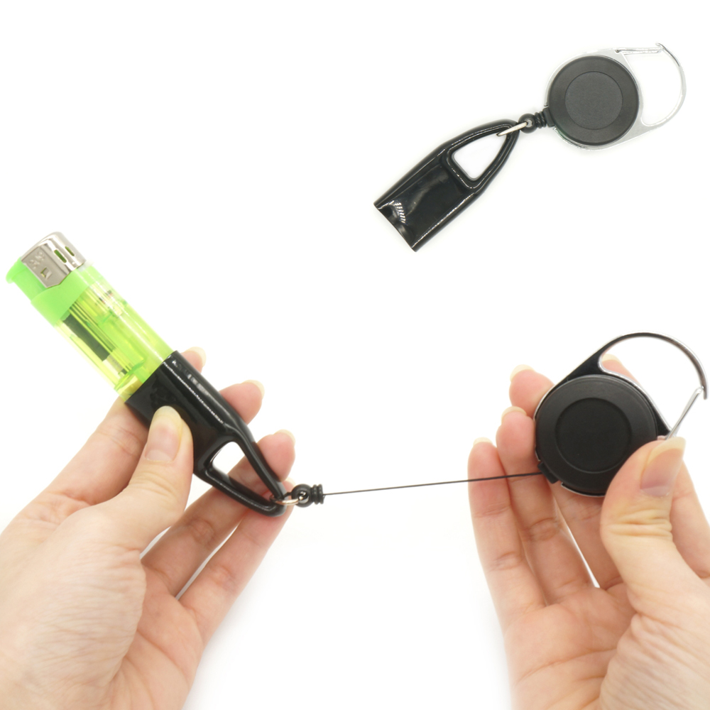 1pc Lighter Holder Cover Silicone Protective Lighter Leash Safe Stash Clip Retractable Keychain Holder Cover Smoking Accessories. 
