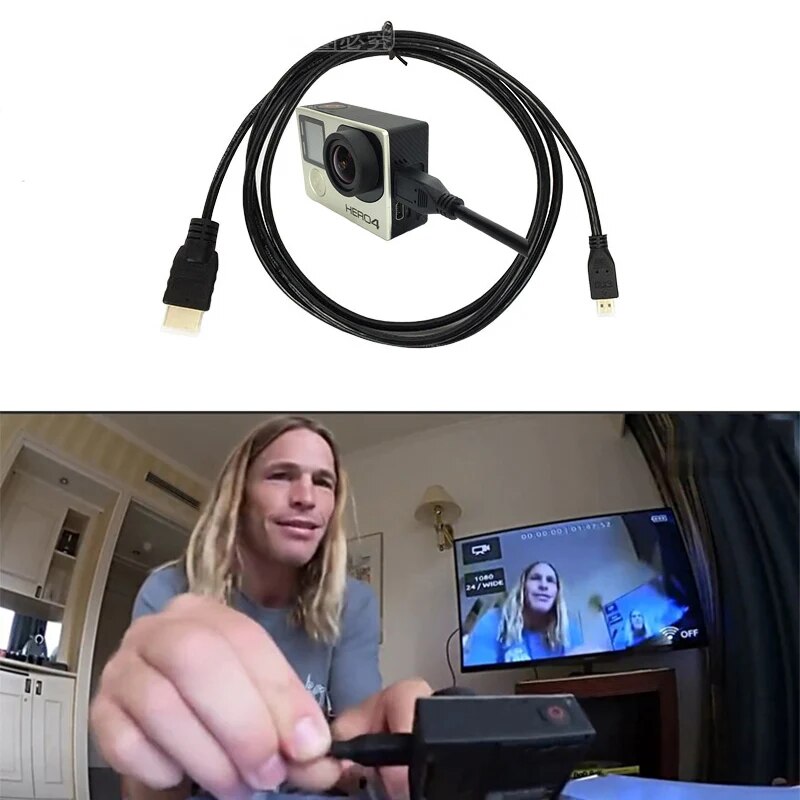 【All Of Me】HDMI Cable Data line For Xiaomi yi 4k GoPro Hero 8 7 6 4 3+ SJCAM SJ4000 Yi 4k EKEN H9 Action Camera Accessories. 