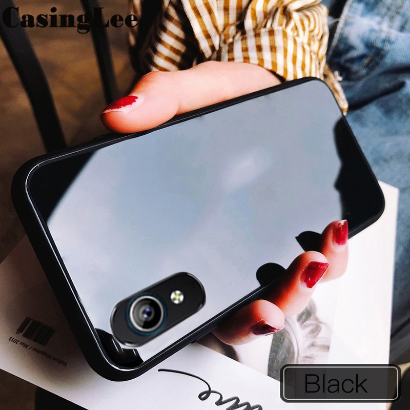 Casinglee For VIVO Y1S case Glass silicon Full Protection Tempered Glass Back cover for VIVO Y1S Phone cases For girls and Boys. 