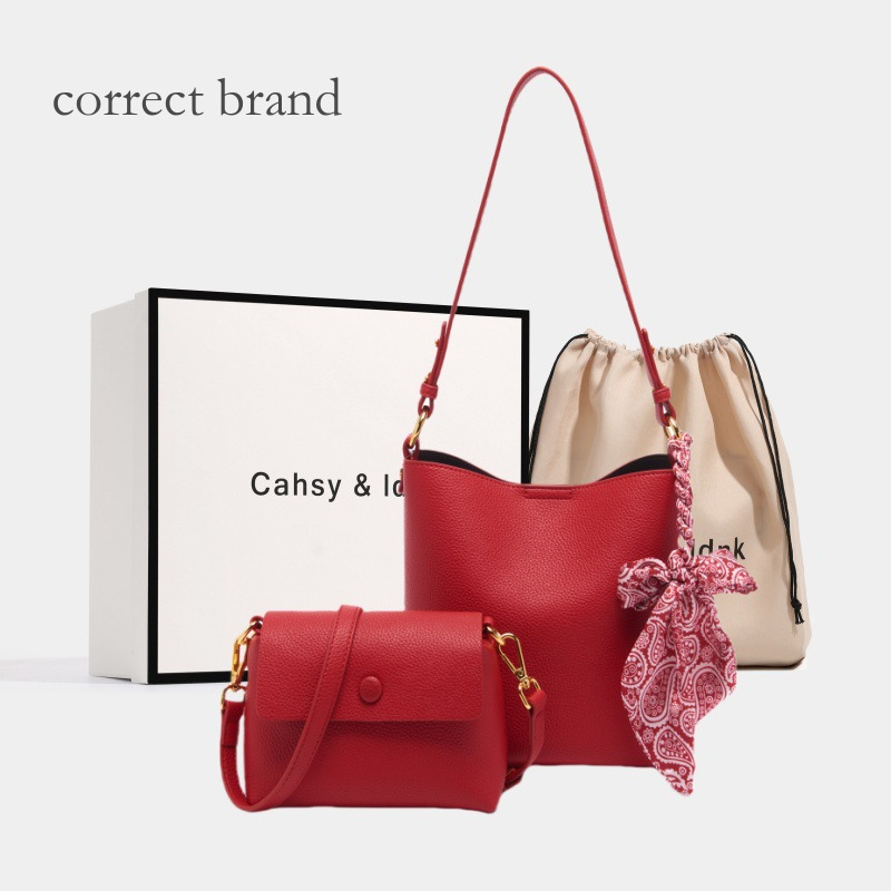 Borsa a secchiello di grande capacità per donna, nuova borsa a tracolla da pendolare alla moda primavera 2026, in vera pelle con texture._voghion.com