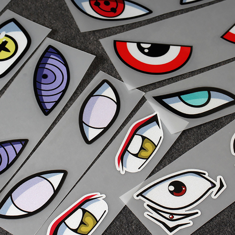 【Hot】 Anime Naruto Figure Sticker Uchiha Itachi Sharingan Madara Rinnegan Eyes Stickers Car Light Helmet Window Reflective Stickers. 