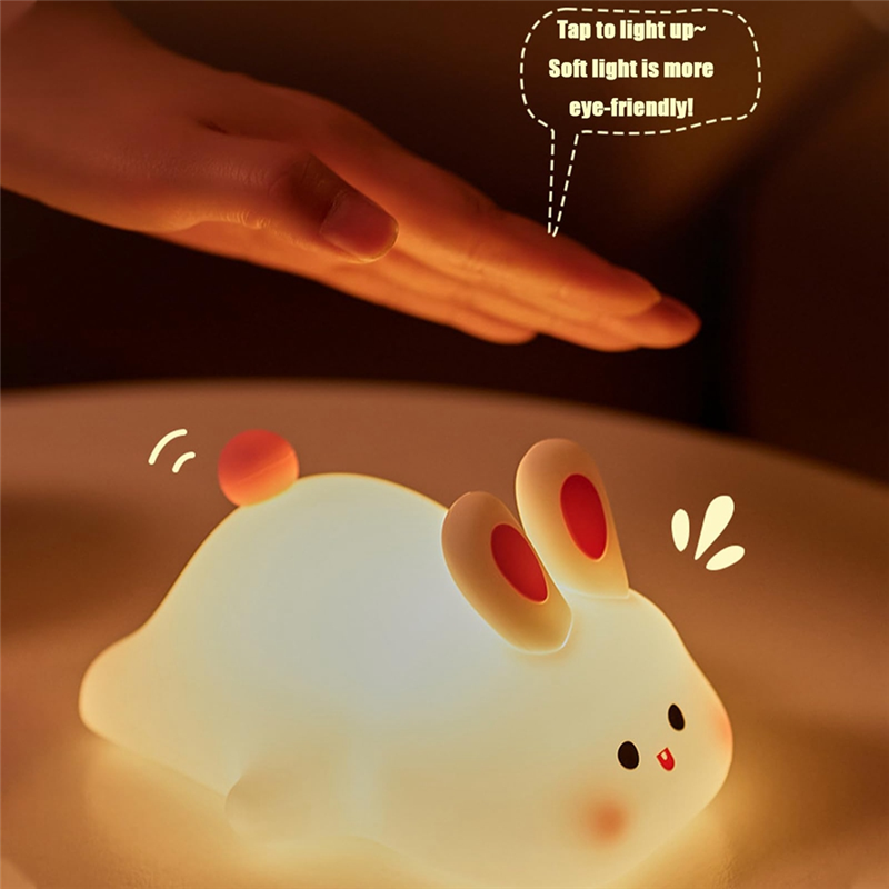 Big Face Rabbit Light LED Portable Rechargeable Bunny Lamp Night Light for Baby Nursery USB Dimmable Rabbit Night Lamp. 