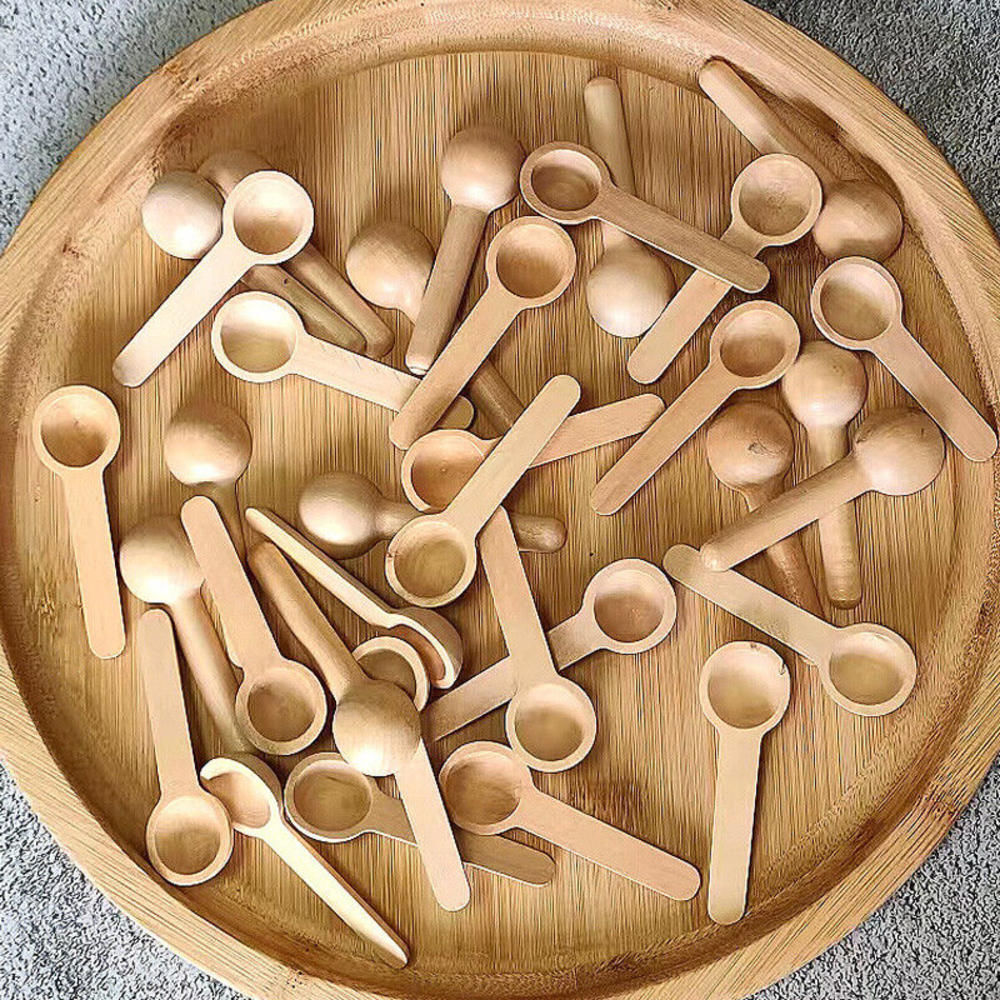 Mini Wooden Spoons Kitchen Spice Spoon Small Short Condiment Spoons Tea Spoon Salt Spoon Makeup Spoon. 