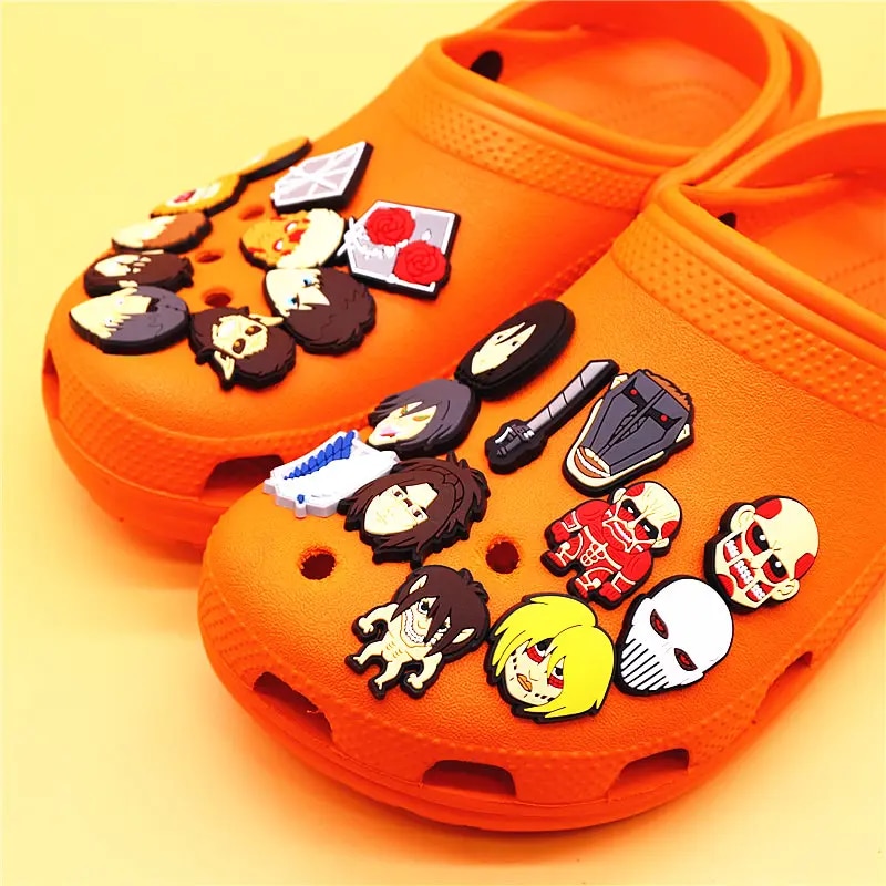 【hot】 Japan Attack On Titan PVC Shoe Charms Decorations Guard Rose Wings Of Liberty Shoe Buckle Accessories Sword Of Crusade Croc Jibz. 