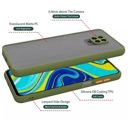 New Style Shockproof Hybrid matte Gingle Phone Cover + Tempered Glass Screen Protector for Redmi Note 9S / Note 9 Pro. 