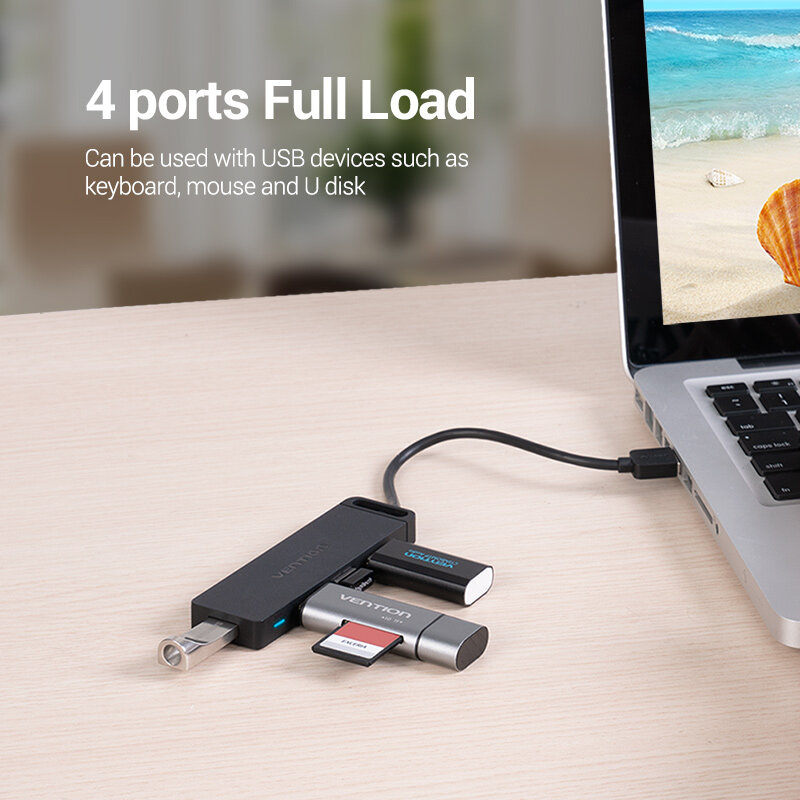 Vention USB HUB 2.0 Multi 5 USB Port Adapter with Micro Charge Power High Speed OTG for Macbook Pro PC Laptop Lenovo Xiaomi PS4 Xbox One Flash Drive HDD USB Splitter. 
