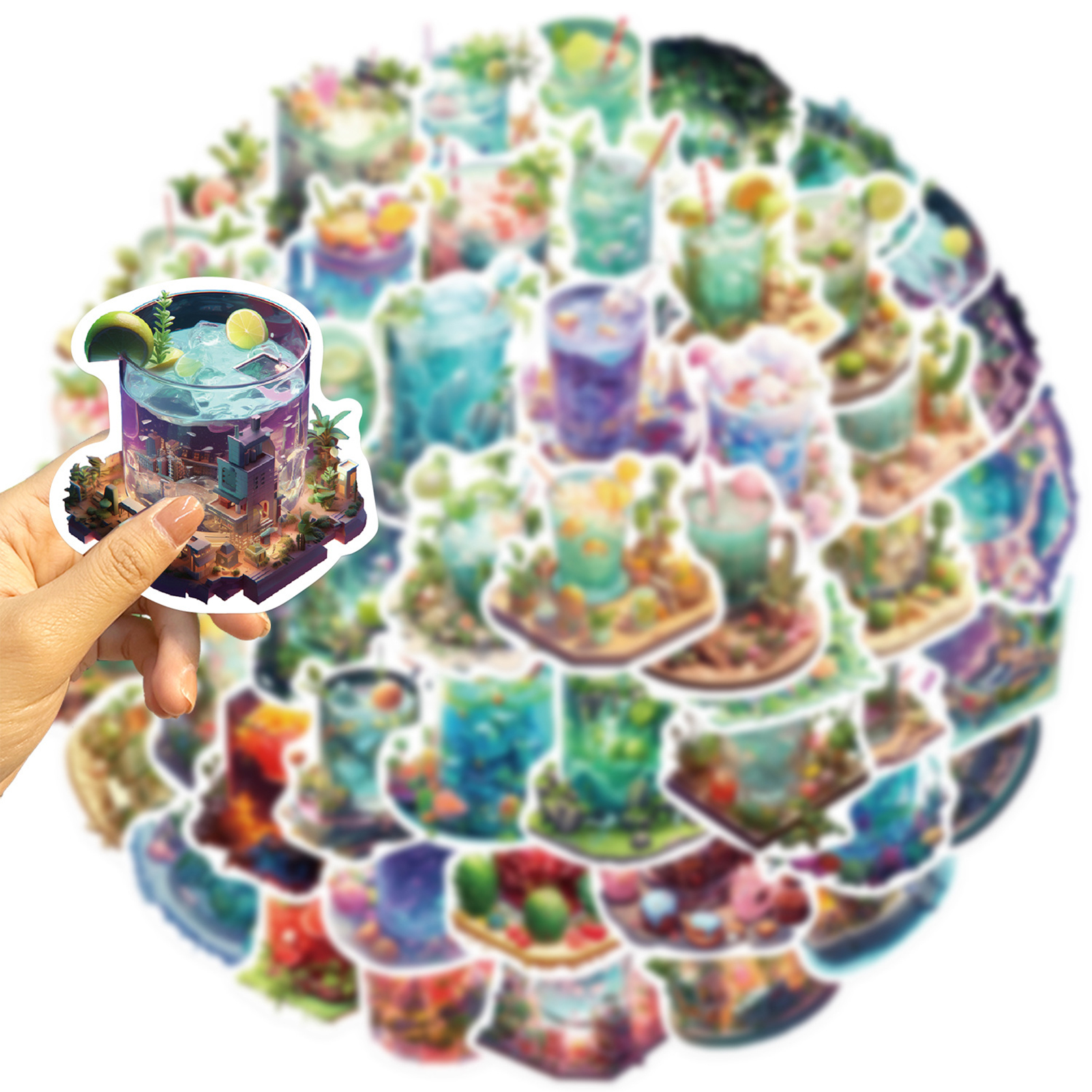 Waterproof Pvc Stickers Vintage Waterproof Stickers Set 50pcs Microscopic Bottle World Decals for Phone Laptop Guitar Notebook Suitcase Diy Aesthetic Journaling Materials Graffiti Sticker Set. 