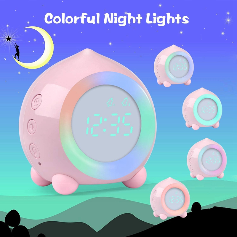 Kids Alarm Clock For Girls Bedroom ,wake Up Light Night Light,pink