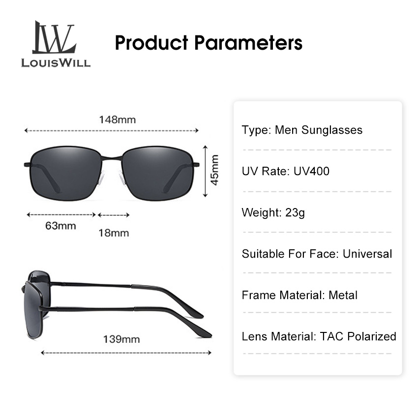LouisWill Men Sunglasses UV400 TAC Polarized Sunglasses Retro Frame Sunglasses Sport Sunglasses Outdoor Activities Eyewear Driving Fishing Eyewear Silicone Nose Pads Sun Glasses. 