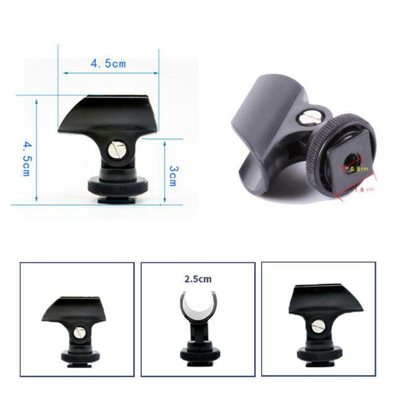 Microphone Clip Stand 19mm Plastic Mic Holder Clip with Hot Shoe For DSLR Camera. 