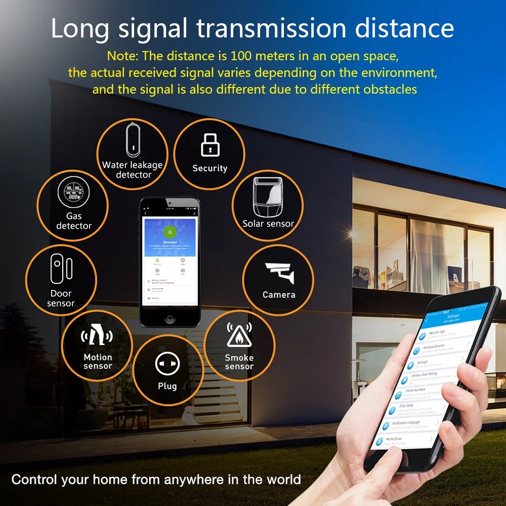 PGST PG 105 TUYA Security Alarm System WiFi Gsm  RFID Home Burglar Security Alarm Home Kit Wired And Wireless Smart Life APP Control. 