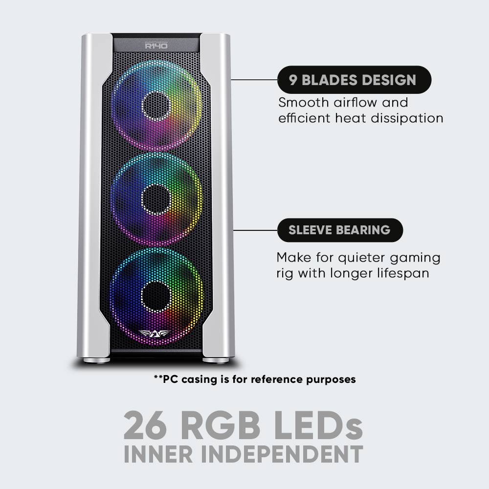 ARMAGGEDDON TESSARAXX TX-ICORE DL-14 | Support Aurora Sync : ASUS / Gigabyte / MSI | Durable and Silent Fan 14CM. 