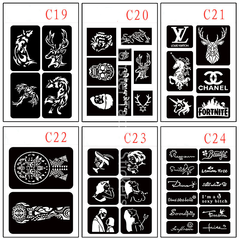 (C19~C24) Tattoo Template Pattern Large Picture Tattoo Hollow Plate ...