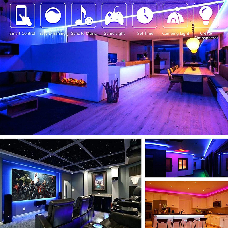 Bluetooth LED Strip Lights Works APP Control ,Waterproof 5050 RGB LED Light Strip WiFi Sync with Music, 16 Million Colors LED Lights for Home, Kitchen, TV,. 