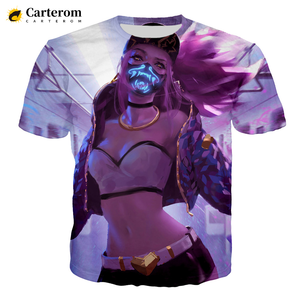Men Women 3D Print Akali T-shirt Fashion Game League Of Legends T Shirt Casual Harajuku Style Tshirt Streetwear Tops. 