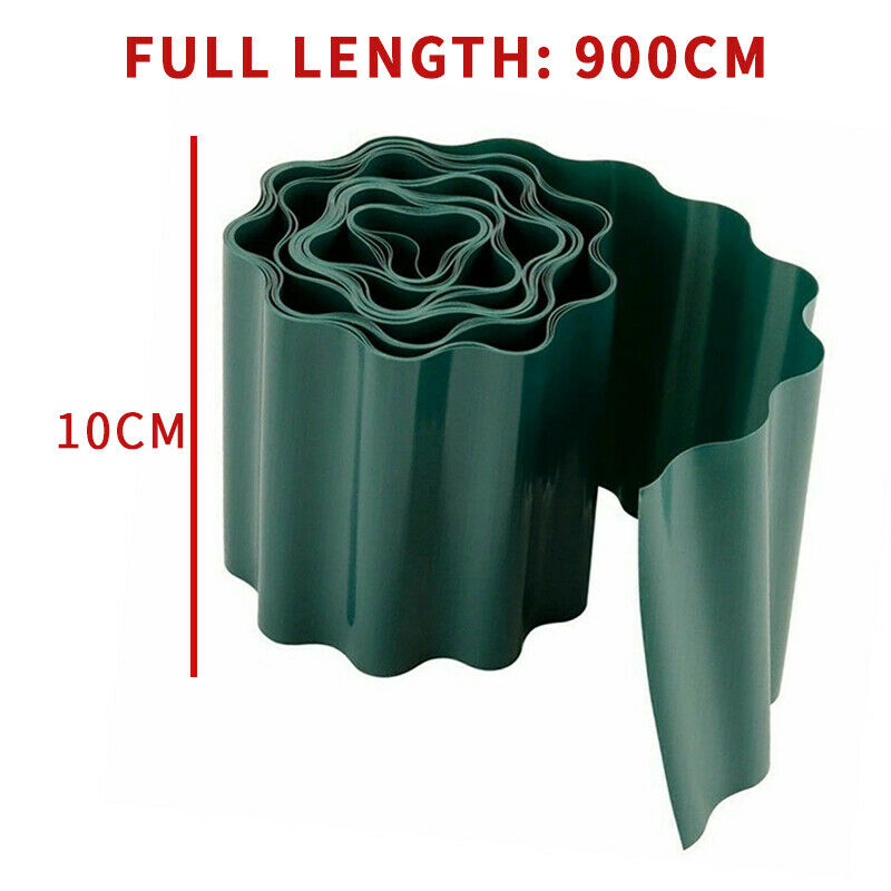 （New）9m Garden Platic Green Lawn Edge Edging Border Fence Gra PP Wall Roll Path. 