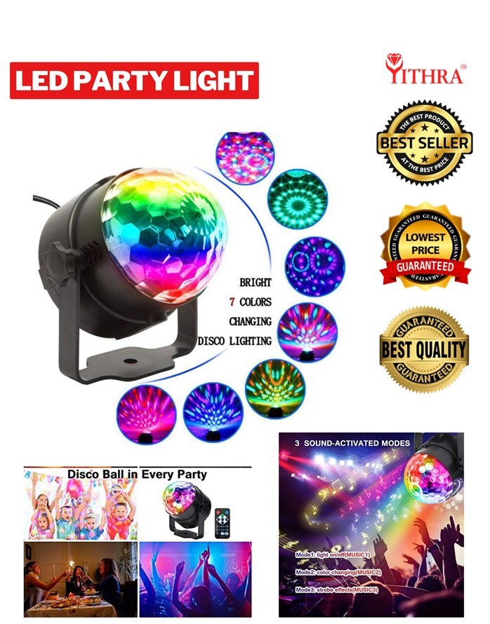 LED Sound Activated Party Lights Control DJ Lighting Disco Ball Strobe Club Lamp 7 Modes Stage Par Light Magic Mini LED Stage Lights For Christmas Home Room Dance Partiee Parties Birthday. 