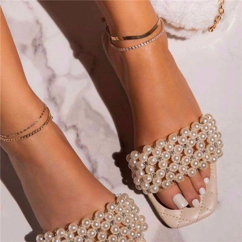 pearl flat sandals