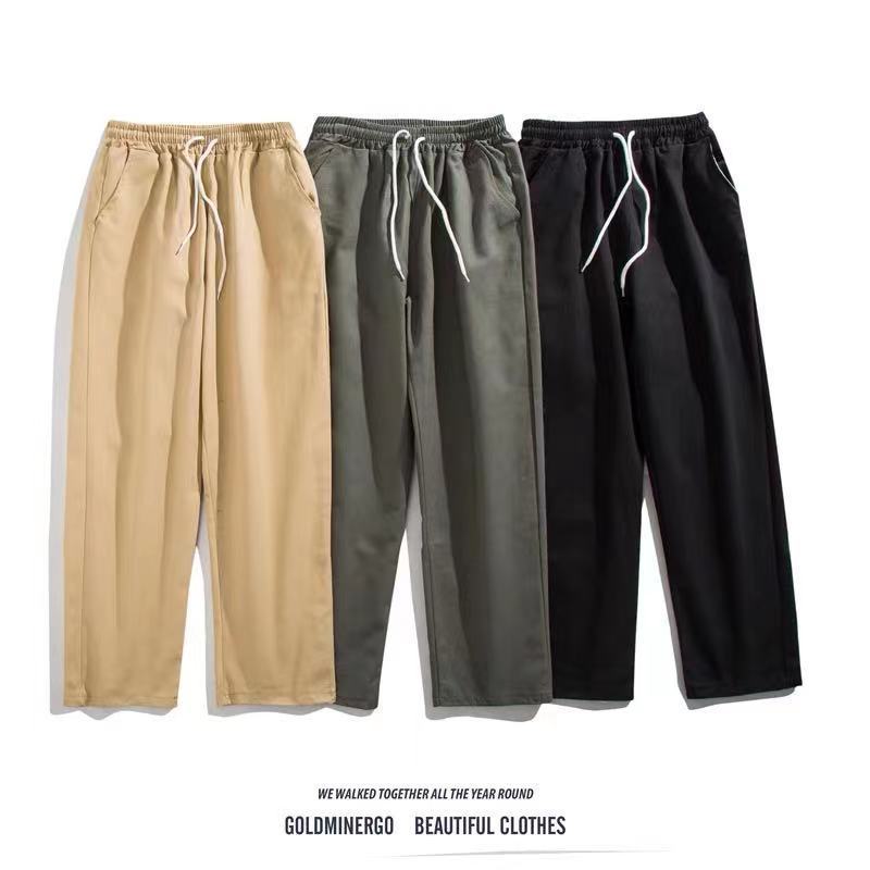 Summer Fashion Brand Hong Kong Style Pure Cotton Straight Overalls Men ins Hip-Hop Street Loose Wide Leg All-Matching Casual Trousers. 