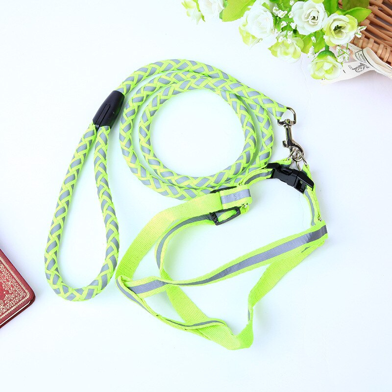 Luminous Harness For Dogs Reflective Dog Harness Leash Set Braided