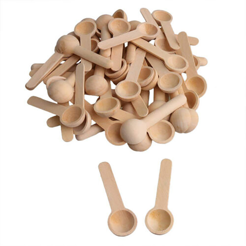 Mini Wooden Spoons Kitchen Spice Spoon Small Short Condiment Spoons Tea Spoon Salt Spoon Makeup Spoon