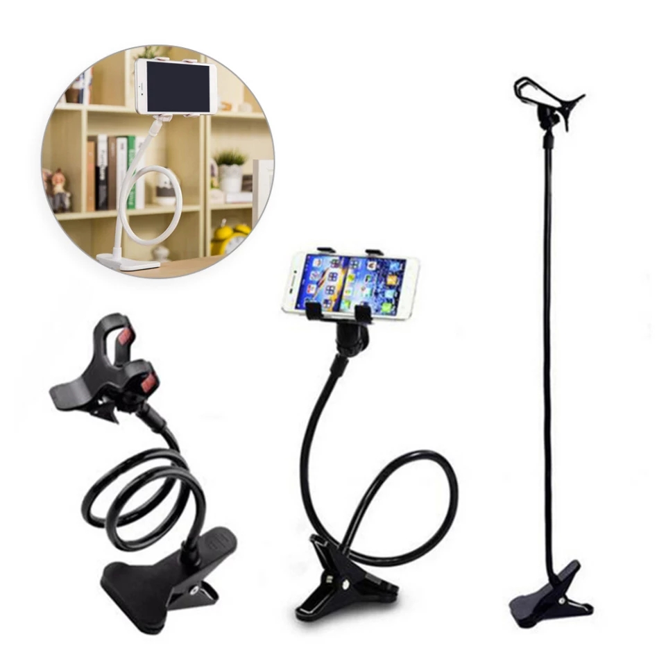 Mobile Phone Holder Flexible Adjustable Cellphone Holder Clip Support Telephone Home Bed Desktop Mount Bracket Smartphone StandTable Phone Holder - Black