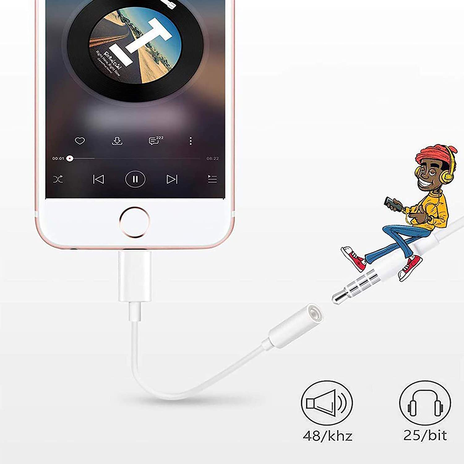 Lightning to 3.5mm Headphone Jack Adapter for iPhone X,Xs,Xs max,11,12, 8,7, 6 Plus. 
