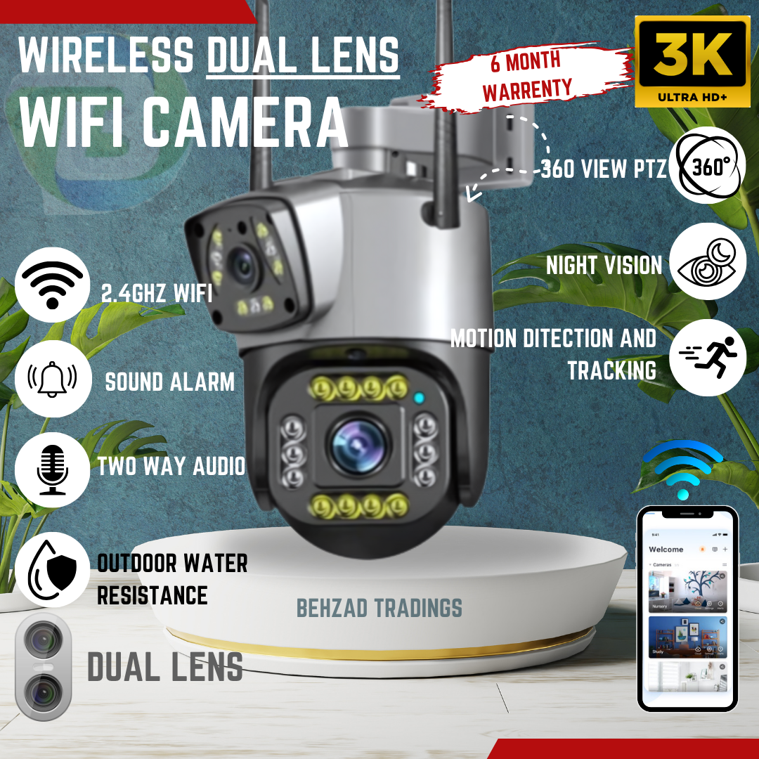 G6 Dual 6MP WiFi HD Wireless Dual lens CCTV Camera 360 view with HD
